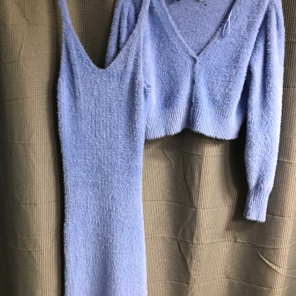 BEAUTIFUL CAROLINA BLUE SUPER SOFT SWEATER DRESS - Picture 3 of 4